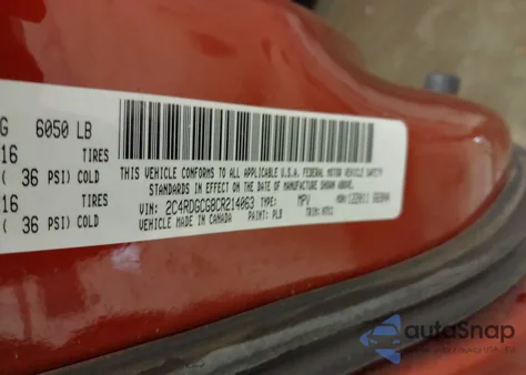 2012 Dodge Grand Caravan Sxt из США, поврежденный, VIN 2C4RDGCG8CR214063